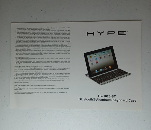 HYPE Bluetooth Aluminum Keyboard Flat-Fold Case For Ipad 2 3 4 Gen - Picture 2 of 2