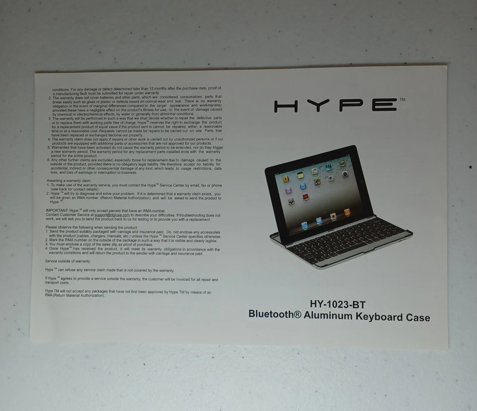 HYPE Bluetooth Aluminum Keyboard Flat-Fold Case For Ipad 2 3 4 Gen - Image 2 of 2