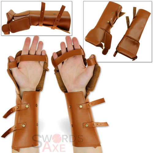 Ghost of Tsushima Samurai Medieval Leather Templar Knight Gauntlets Armor Gloves - Picture 1 of 5