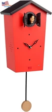 KOOKOO BirdHouse Red modern design cuckoo clock with 12 natural bird voices
