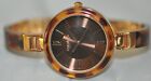 Caravelle Ladies Brown Dial Brown Tortoise Resin & Rose Steel Watch 44L137