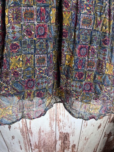 Vtg Silk Maxi Skirt Floral Abstract Flowy Long Sz M Southwestern Boho Prairie - Picture 10 of 10