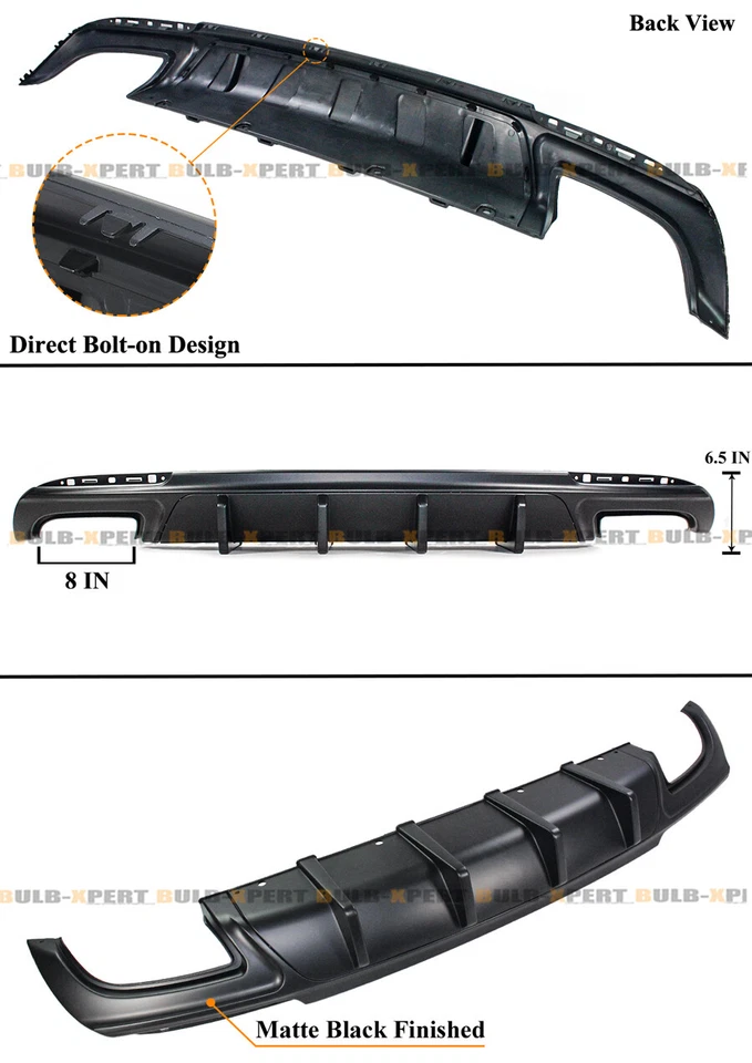 Difusor trasero aleta de tiburón para Chrysler 300 2015-2023 con apertura de escape rectangular Foto 3 de 4
