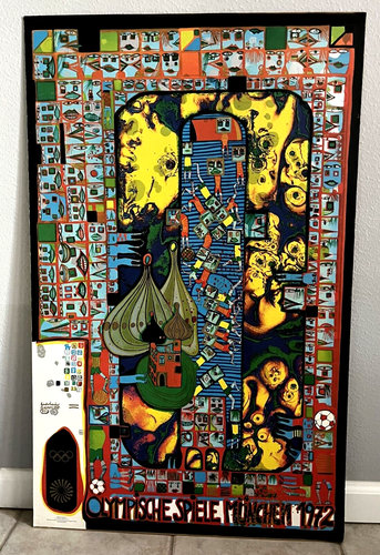 MUNICH OLYMPIC 1972 Games Reproduction Original Copy Poster Hundertwasser Spiele