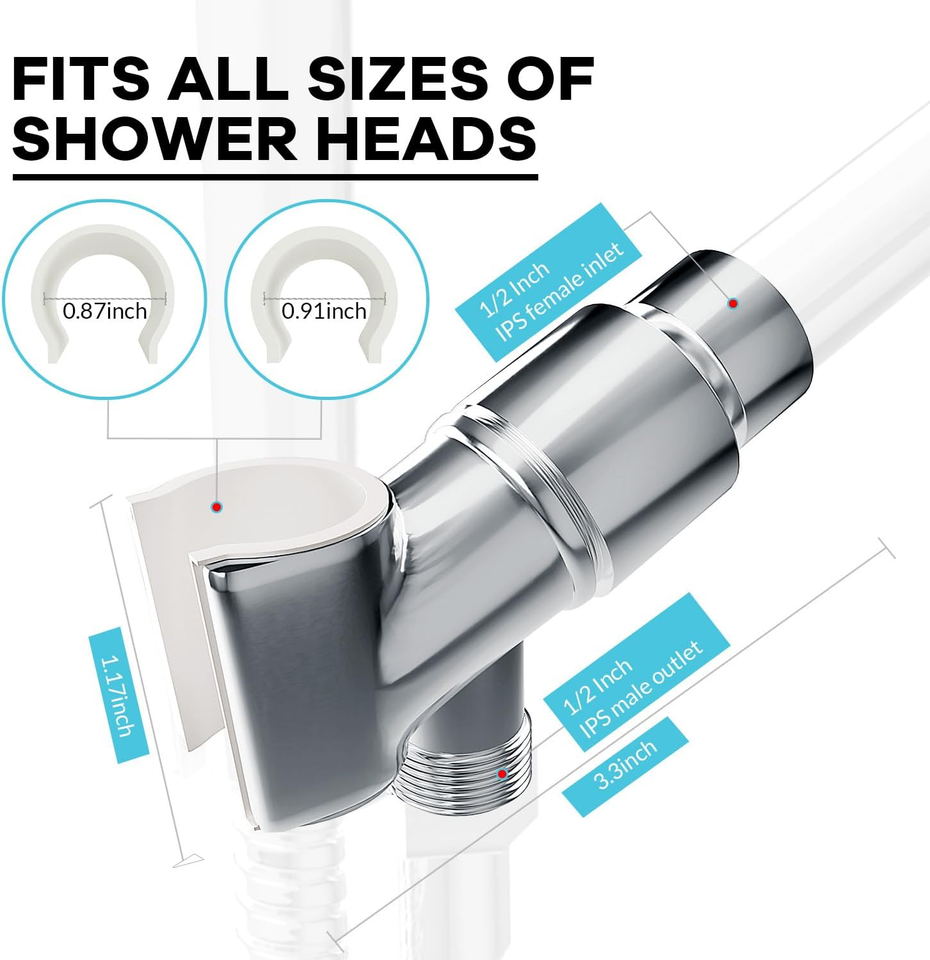 Shower Head Arm All Metal Handheld Holder Adjustable Wand with