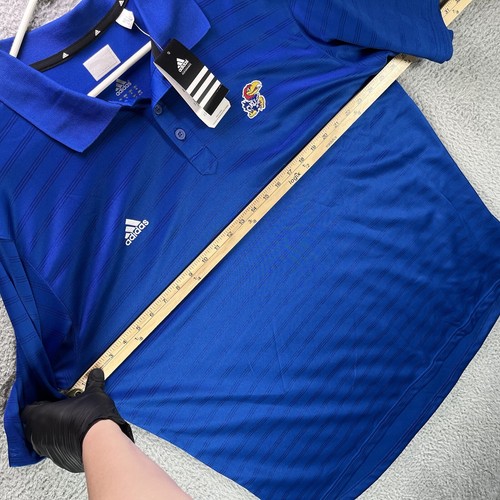 Adidas Kansas Jayhawks Golf Polo Shirt Mens XL Blue NCAA Striped Performance NWT - Picture 11 of 13