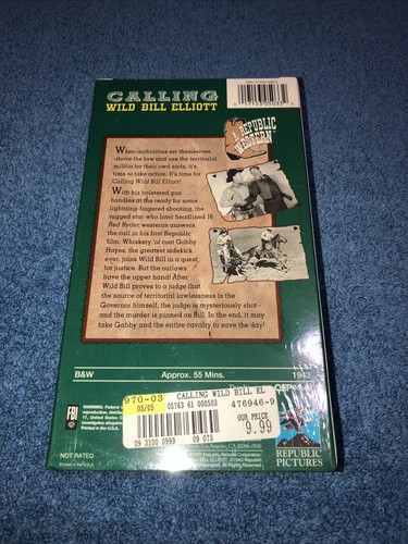 Calling Wild Bill Elliott (VHS, 1993) BRAND NEW IN WRAPPING 2.99 - Picture 2 of 2