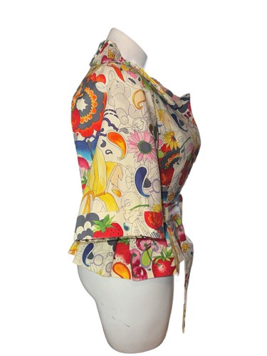 3 Three Sisters Women’s Medium Peplum Jacket With Belt Garden Vibrant USA Made - Picture 3 of 11