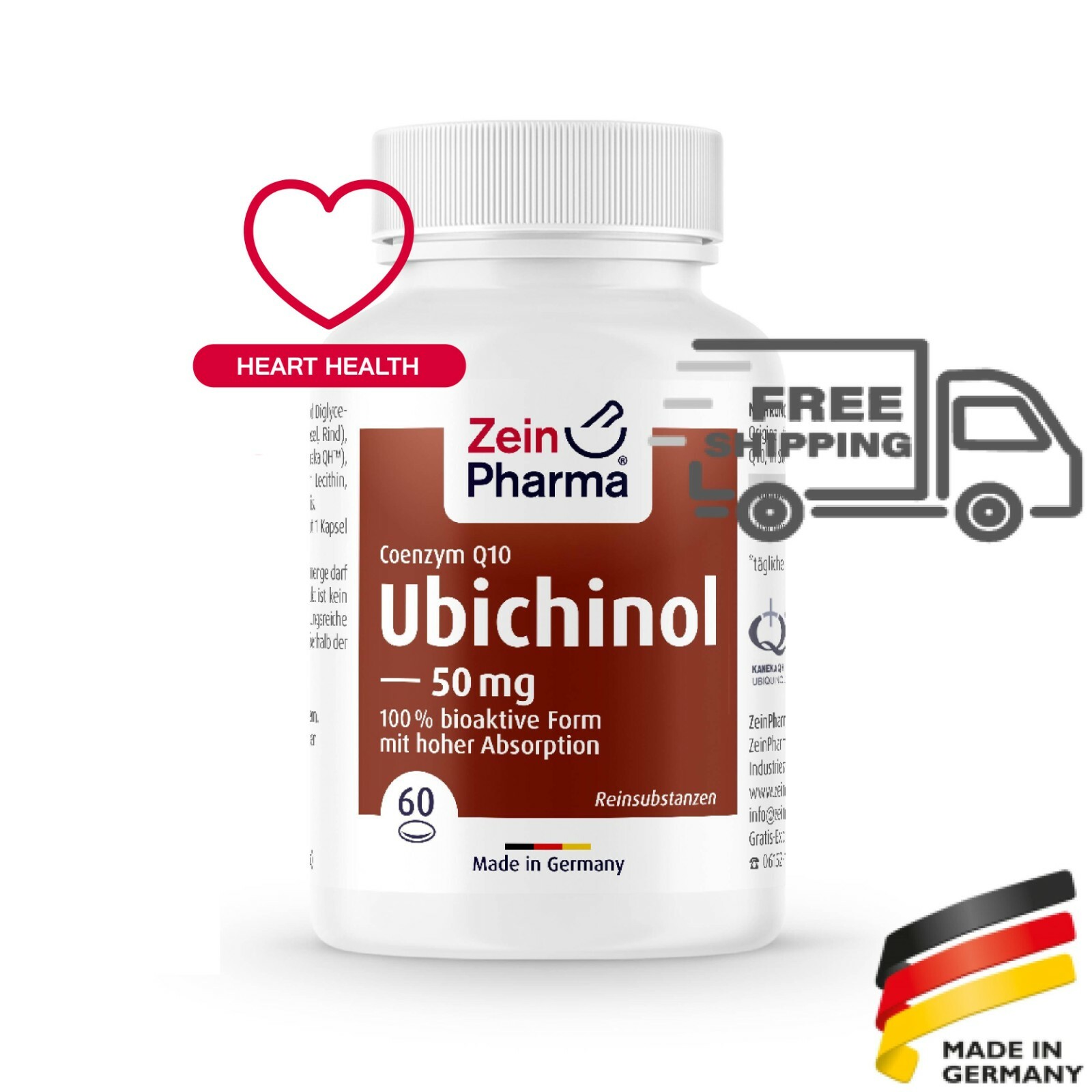 Coenzima Q10 Ubiquinol Ubiquinol Kaneka 50mg (60 Cápsulas) ZEINPHARMA