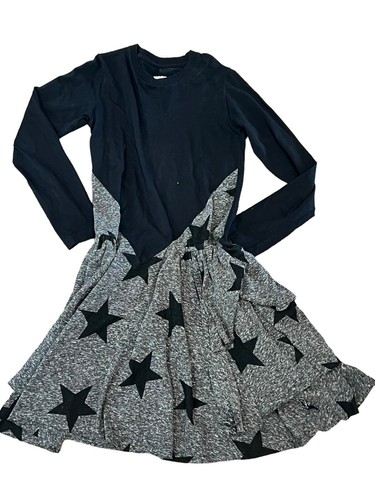 NUNUNU WORLD BLACK GRAY STAR DRESS LAYERED LONG SLEEVE 8-9 - Picture 5 of 9
