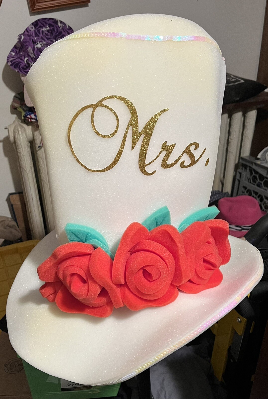 Mrs And Mr Wedding Foam Hats Gem