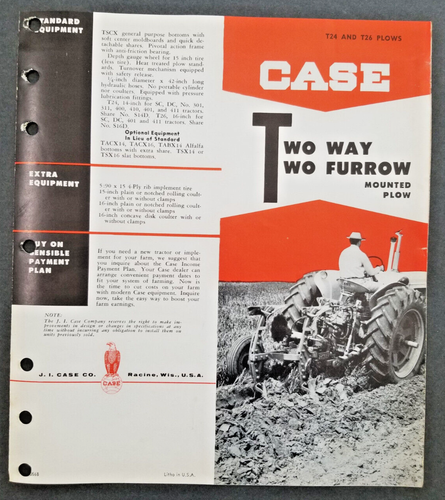 Case Models T24-T26 Two Way Two Furrow Mounted Plow Dealer Sales Brochure - 1956