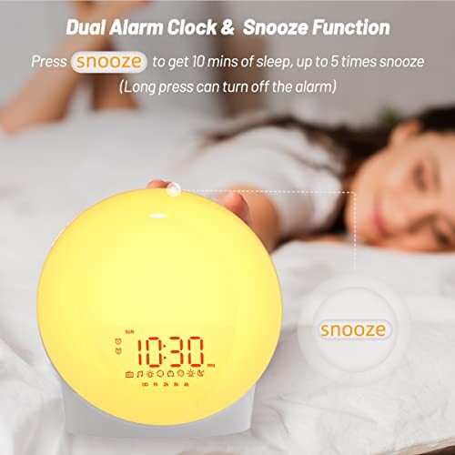 Wake up Light Sunrise Alarm Clock Sleep Aid Sunrise Sunset Simulation Dual - Picture 3 of 7