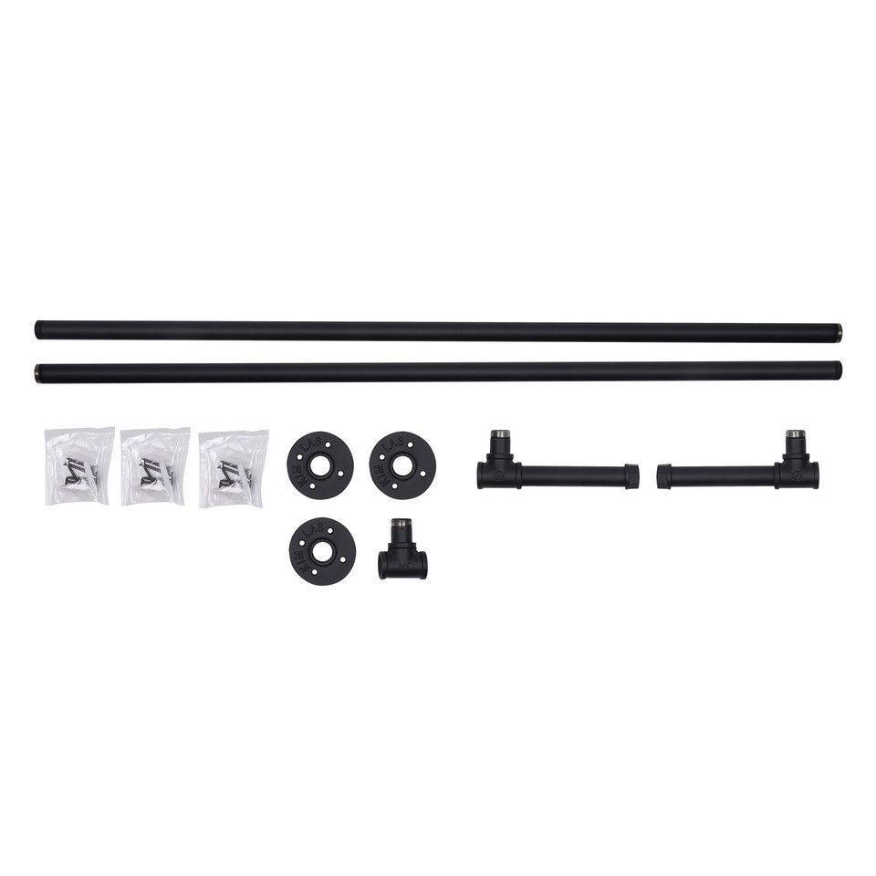 8 FT Iron Handrail for Steps Stair Railing Hand Rail Kit Black Outdoor