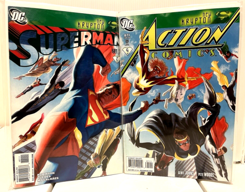 SUPERMAN #681 & ACTION #871 CONNECTING ALEX ROSS COVERS! KRYPTO HIGH-GRADE