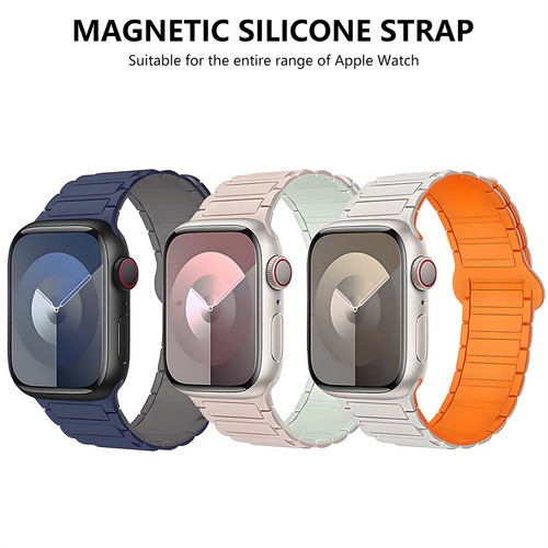 Magnetic Silicone Band Strap For Apple Watch Series Ultra2 10 9 8 7 6 5 38-49MM - Imagen 2 de 37