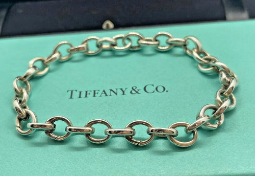 Tiffany & Co. Oval Verschluss Gliederarmband Sterlingsilber 7,5" mit schöner Box - Bild 7 von 13