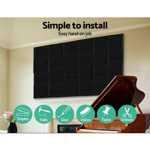 Wedge Acoustic Wall Panels Tiles Studio Sound Proofing Insulation Black Foam UK - Picture 5 of 8