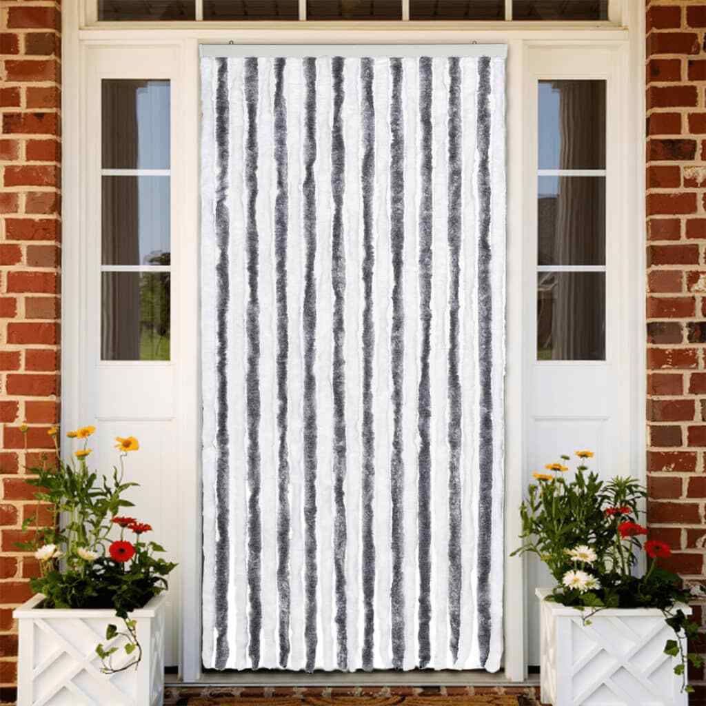 vidaXL Insect Curtain Grey and White 90x200 cm Chenille