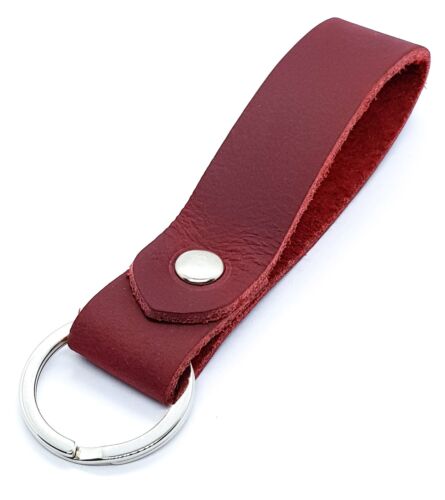 Leder Schlüsselring Chilli rot Distressed Schlüsselriemen Schlüsselanhänger UK hergestellt Schlüsselhalter  - Bild 1 von 4