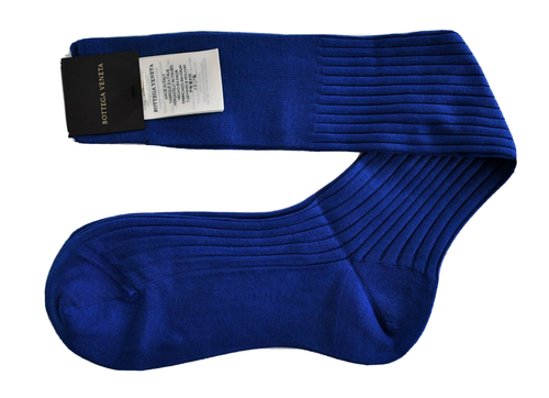 BOTTEGA VENETA Blue 100% COTTON RIB KNEE HIGH Men's Dress Socks L/12/26-28 cm