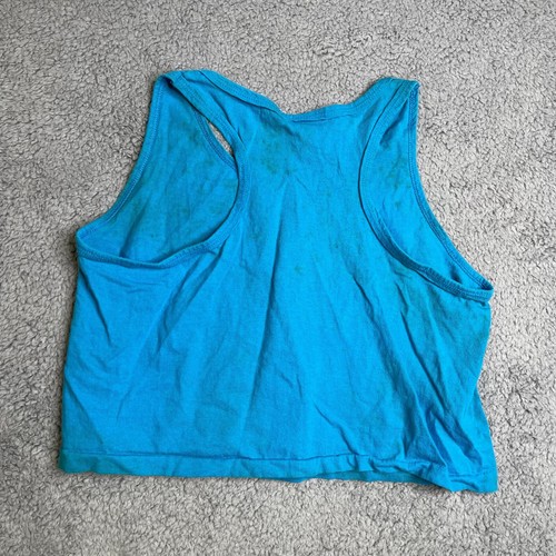 Vintage LA Gear Tank Top Womens Medium Blue Cropped Rough Condition - Picture 9 of 13