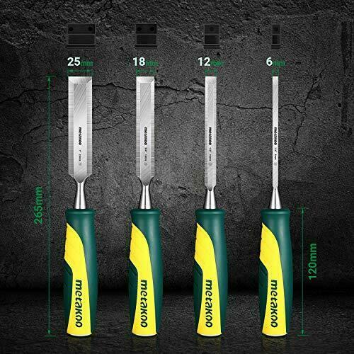 SET DI SCALPELLI PER LEGNO, METAKOO 4 PEZZI, STRUMENTI DA FALEGNAME IN ACCIAIO - Foto 7 di 7