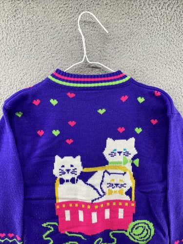 Vintage HOT FUDGE Cat Knit Youth Sweater USA Made Read Description - Picture 10 of 11