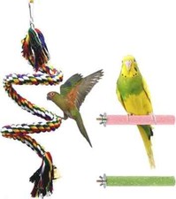 Bird Rope for Parrots,2 PCS Bird Perch Stand, Bird Cage Accessories, 3pcs