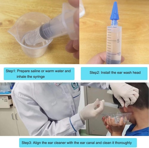 Ear Wax Removal Syringe Irrigation Cleaning Kit Water Remover 4 Silicone Tips - Picture 5 of 7
