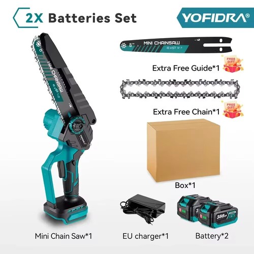 Akku Kettensäge 8 Zoll Mini Elektro Kettensägen Handkettensäge 2 Akku Für Makita - Bild 14 von 15