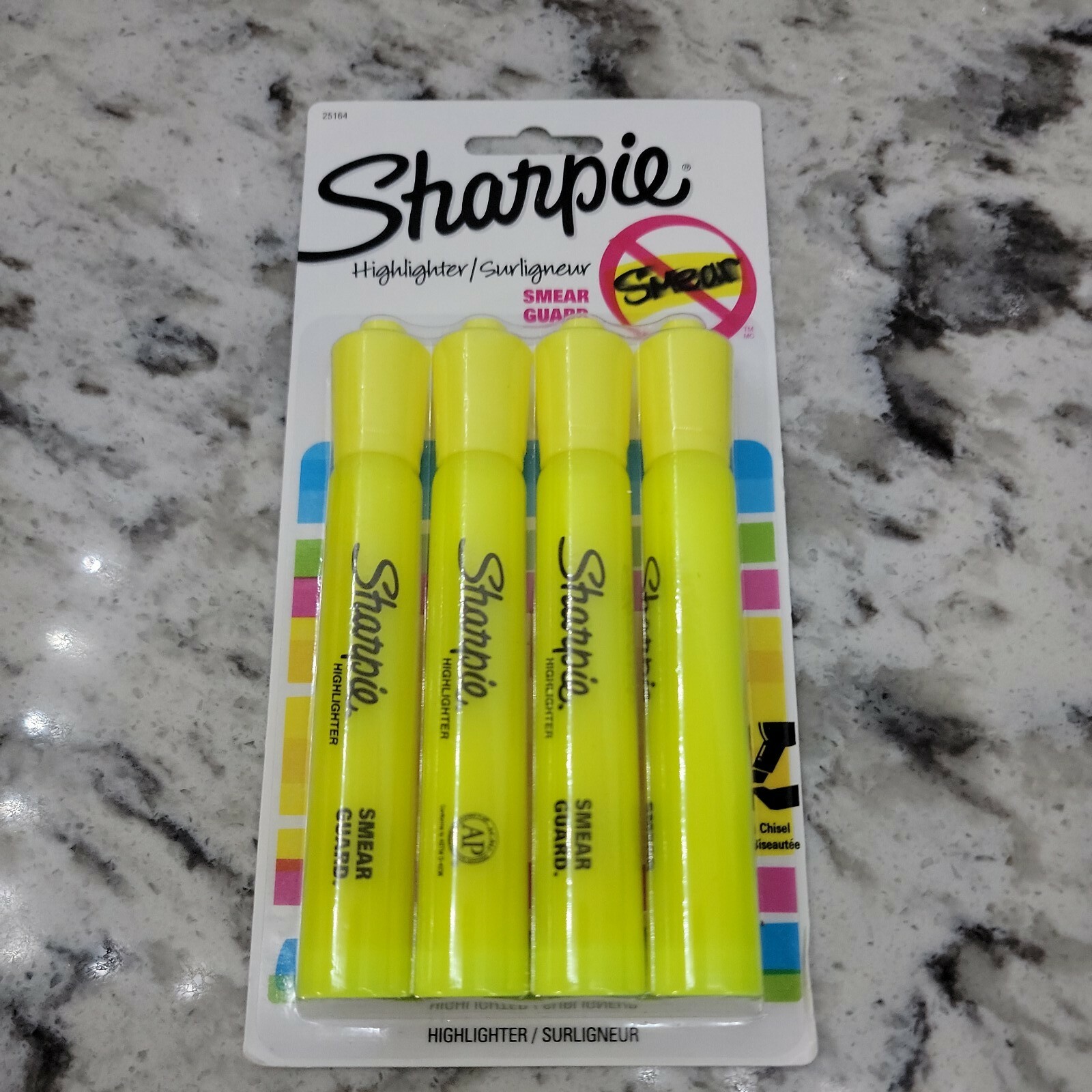 Sharpie Tank Style Highlighters, Chisel Tip, Fluorescent Yellow, 4 Count-image