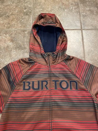 Burton Hooded Zip Up Mens L Nice Striped = - Picture 2 of 4