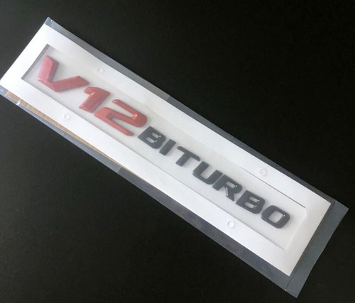 Set Mercedes Benz V12 BITURBO Body Fender Side Trunk Emblem Badge Decal Stickers - Picture 4 of 5