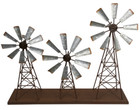 ANTIQUE STYLE GALVANISED  RUSTIC METAL 3 WINDMILLS ON  STAND HOME OR GARDEN 50CM