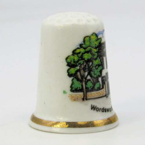 COLLECTABLE CHINA THIMBLE 'WORDSWORTH HOUSE' COCKERMOUTH, CUMBRIA BY BIRCHCROFT - Picture 2 of 4
