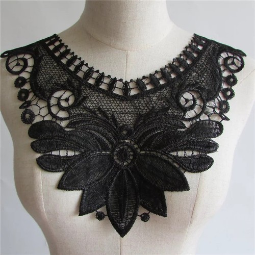 100 Designs! Floral Lace Crochet Neckline Embroidered Collar Dress Motif Trim - Picture 93 of 215