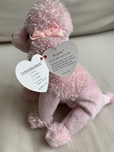TY Sammlerstück BRIGITTE der rosa Pudel Hund Beanie Baby im Ruhestand - Bild 6 von 7