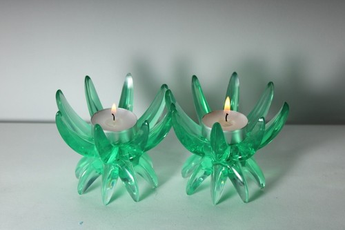 Bougeoirs Friedel Lotus Lucite allemagne 1960 x3 - Picture 10 of 11
