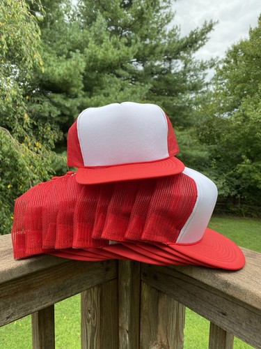 Vintage Lot Of 10 Blank Red White Trucker Hats Two Tone Nos Mesh Foam Ebay Vintage Lot Of 10 Blank Red White Trucker Hats Two Tone Nos Mesh Foam Ebay