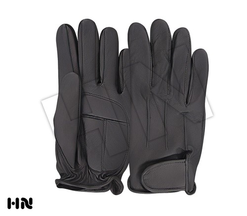 LEATHER DRIVING GLOVES SOFT GEL PADDED MEN'S MOTORBIKE CHAUFFEUR BUS FASHION  - Picture 2 of 5