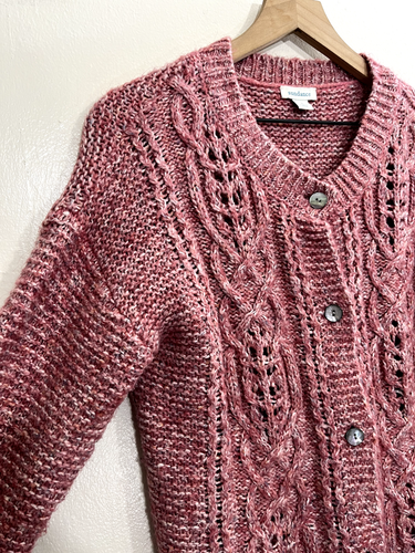 Sundance Women Safe Harbor Cable Knit Button Front Cardigan Sweater Marled Cozy - Picture 5 of 16