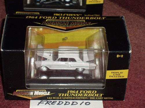 ERTL 1964 FORD FAILANE THUNDERBOLT WHITE 1/64 w DISPLAY CASE  - Picture 1 of 4
