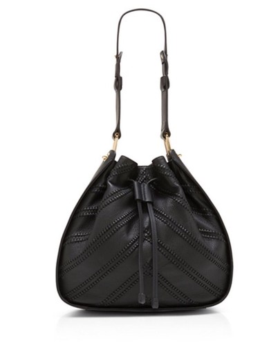 NEW Vince Camuto Rayli Perforated Genuine Leather Drawstring Bucket Bag - Picture 1 of 2