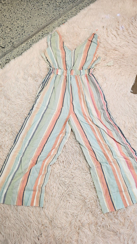 Peyton & Parker Women Multicolor V-Neck Rayon Striped Sleeveless Jumpsuit Sz XS - Picture 4 of 6