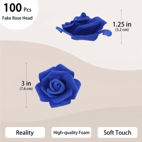100 Pcs 3 Inch Artificial Flowers Bulk 5 in 1 Set Faux Foam Fake Rose Head We... - Picture 2 of 6