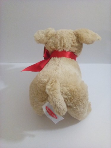 Melissa & Doug Yellow Lab Puppy 9” Soft Plush Stuffed Toy 'Sunny' Red Bow #7480 - Picture 4 of 4