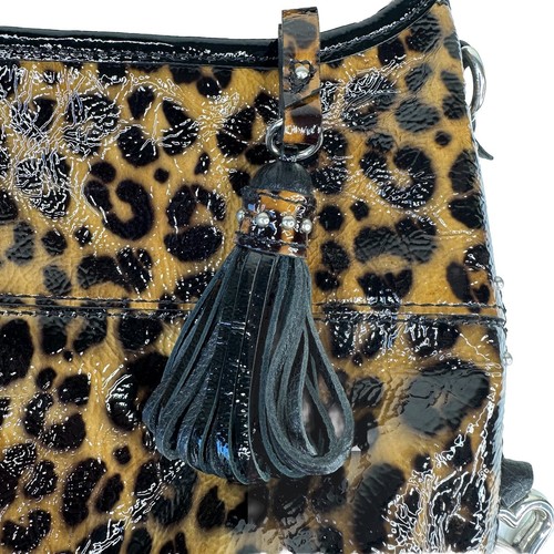 Brighton Leopard Print Haute Spots Hobo Bag Crossbody Shoulder Bag - Picture 3 of 14
