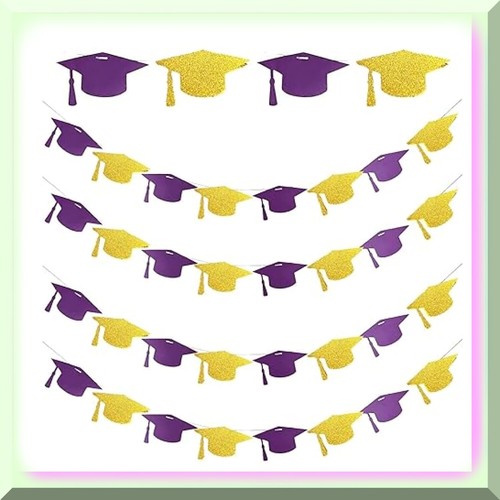 NYU Lila Gold Abschluss Pack: Klasse von 2023 Abschluss Dekorationen - 4 Stück Abschluss Hut - Bild 7 von 7