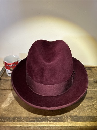 Biltmore Oro Faisán Rojo Fieltro Terciopelo Sombrero Banda Cuero Hecho en CANADÁ TALLA 7.5 - Imagen 6 de 17
